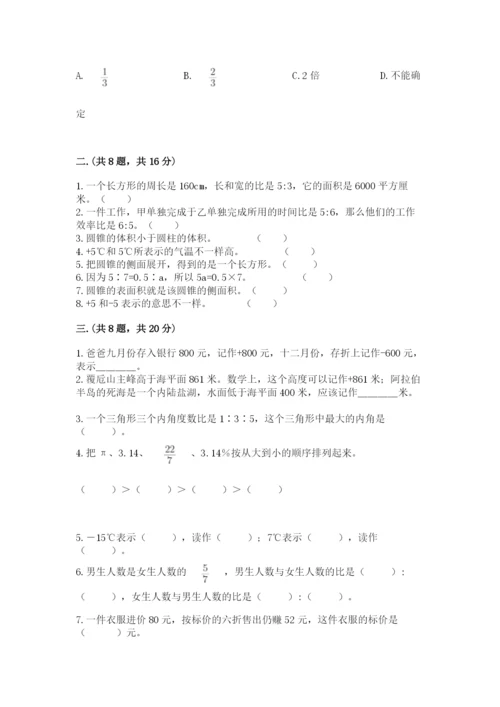 苏教版数学六年级下册试题期末模拟检测卷精品（达标题）.docx