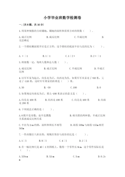 小学毕业班数学检测卷精品（巩固）.docx
