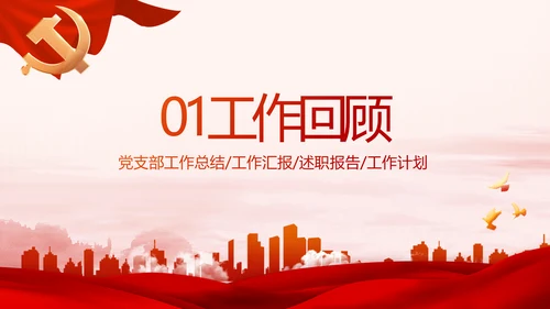 红色大气党建党支部年终述职报告PPT