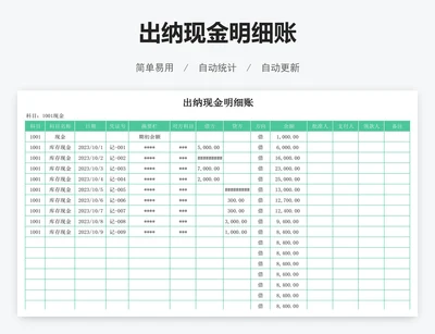 出纳现金明细账