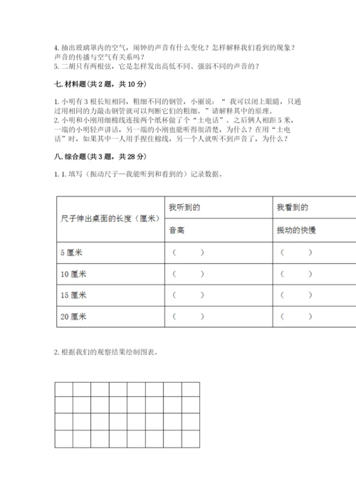 教科版四年级上册科学第一单元《声音》测试卷附完整答案（典优）.docx