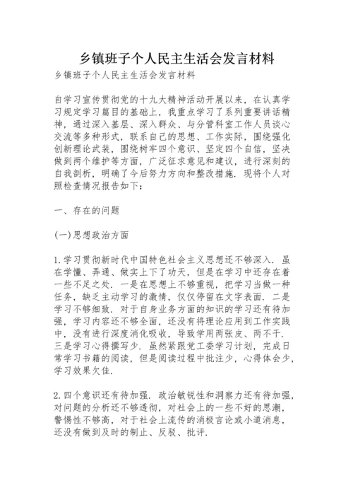 乡镇班子个人民主生活会发言材料.docx