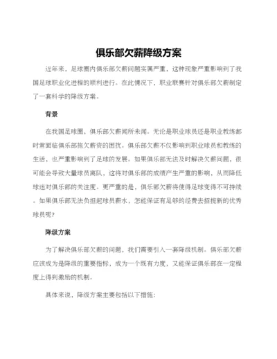 俱乐部欠薪降级方案.docx