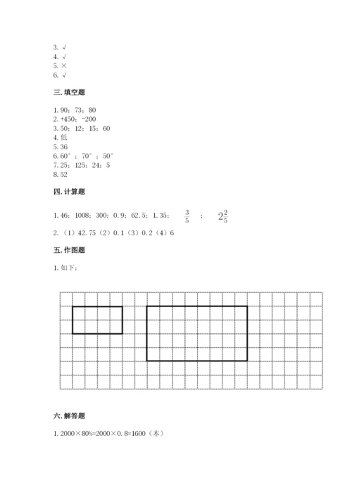 甘德县六年级下册数学期末测试卷（基础题）.docx