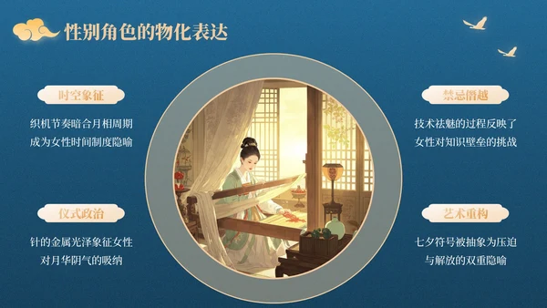 蓝橙色中国风星河为证鹊桥千年：七夕文化知识讲座PPT模板