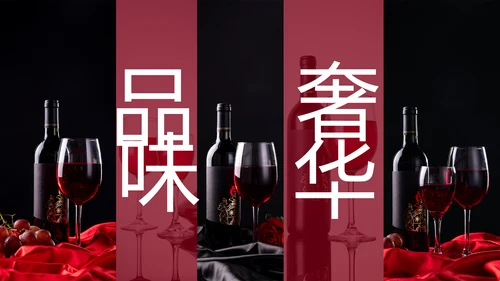高端奢华红酒艺术画册洋酒葡萄酒红酒文化PPT模板