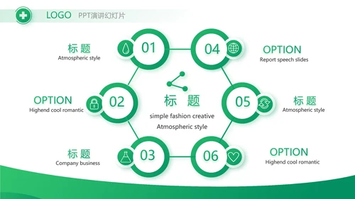 绿色医疗医药市场分析动态PPT模板