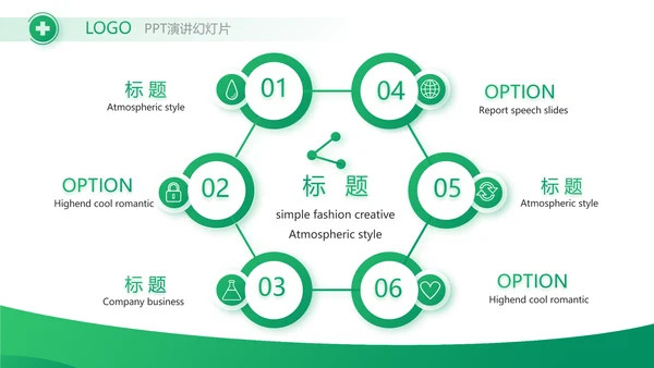 绿色医疗医药市场分析动态PPT模板
