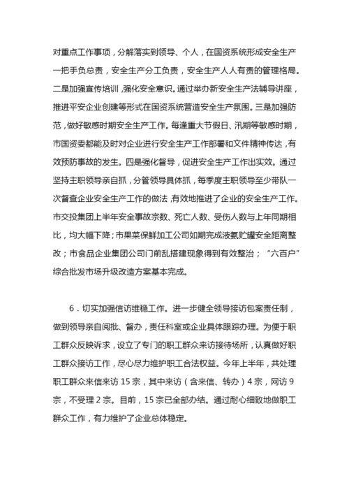国资委工作总结及工作计划的范文.docx