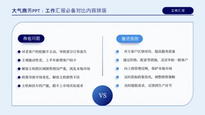 蓝色高端商务对比关系页