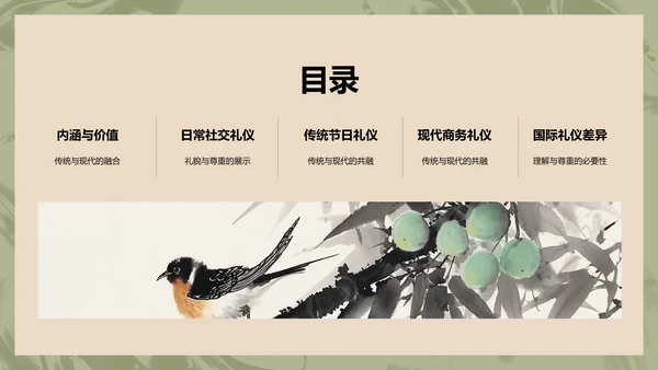 蓝色水墨风文化礼仪PPT模板