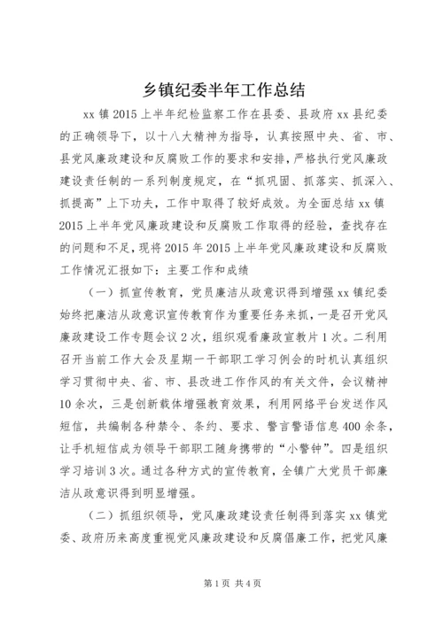 乡镇纪委半年工作总结.docx