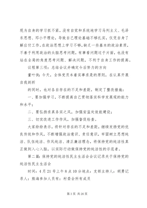 保持党的纯洁性民主生活会会议记录.docx