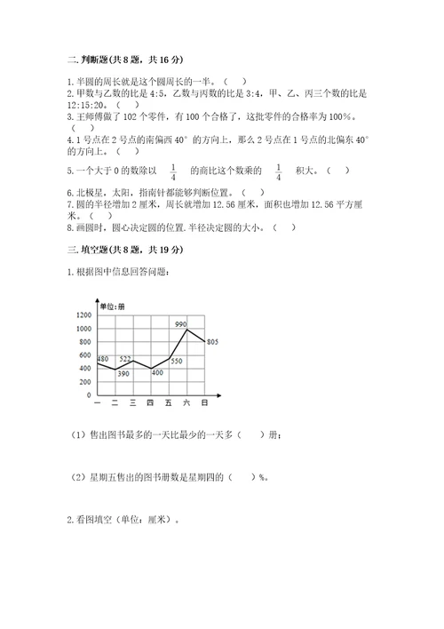 小学六年级上册数学期末测试卷（考点梳理）wod版