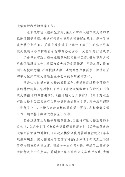 市机关事务管理局年度党政建设工作报告.docx