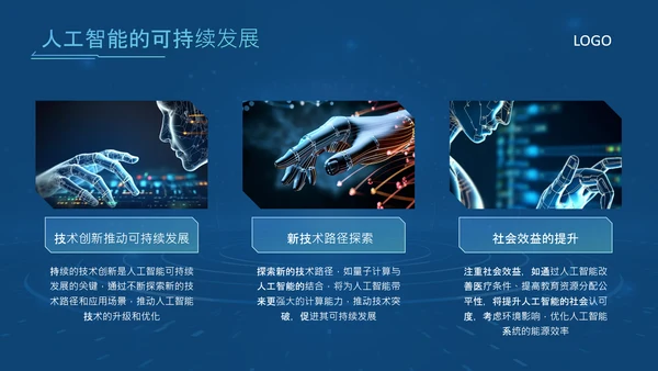 蓝色科技风人工智能应用现状与发展趋势论文答辩PPT