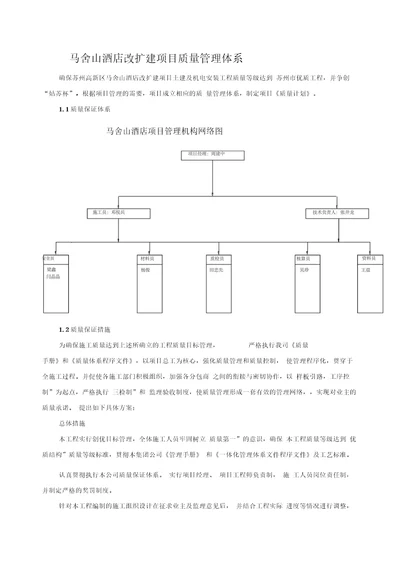 马舍山酒店改扩建项目质量管理体系