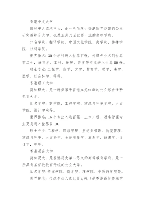 香港八大名校排名及优势专业.docx