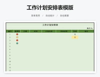 工作计划安排表模版