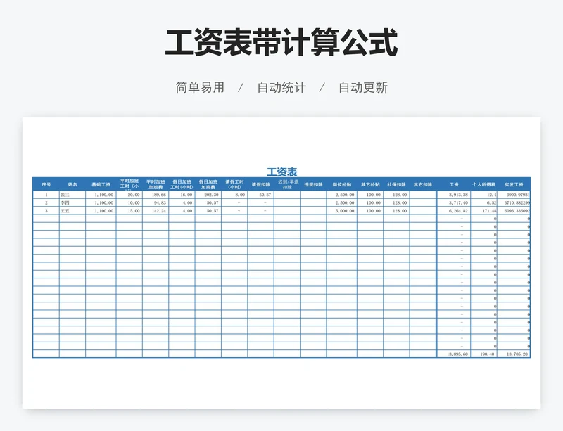 工资表带计算公式