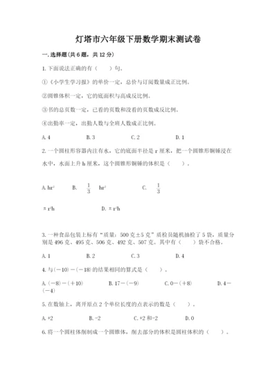 灯塔市六年级下册数学期末测试卷（易错题）.docx