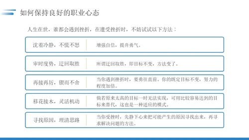 蓝色简约如何保持良好的职业心态职场员工培训PPT模板