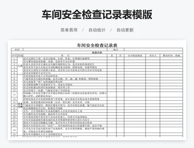 车间安全检查记录表模版