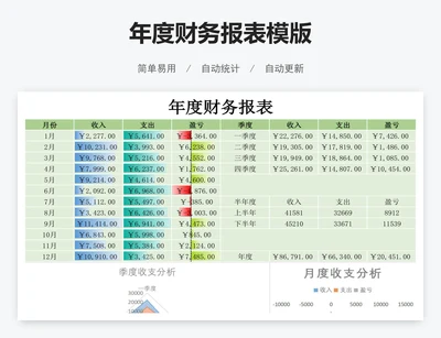 年度财务报表模版