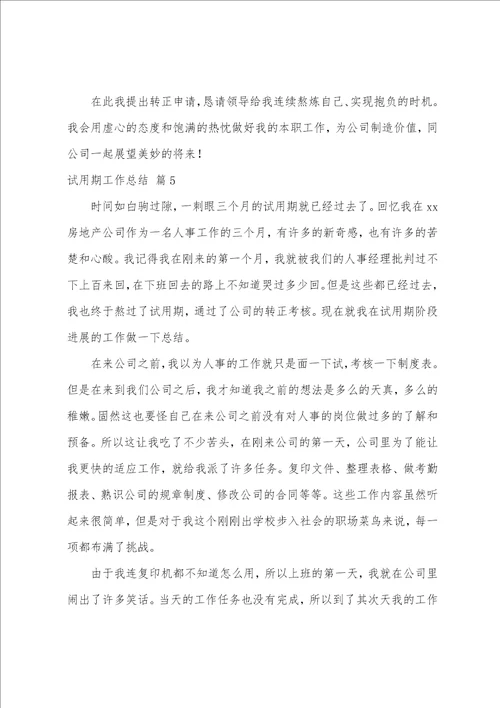 试用期工作总结范文集合6篇