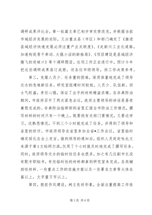 政府研究室工作总结及工作安排 (2).docx