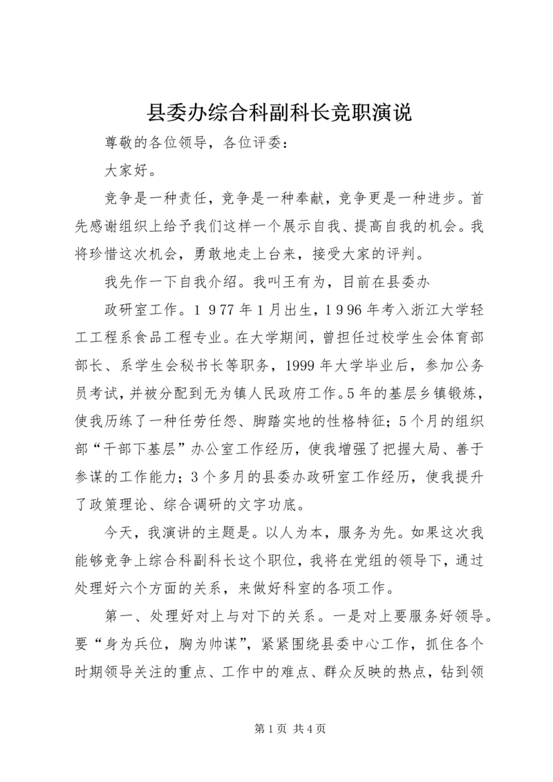 县委办综合科副科长竞职演说 (10).docx