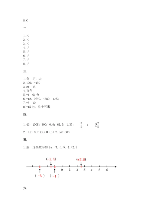 小学数学六年级下册竞赛试题含答案【考试直接用】.docx