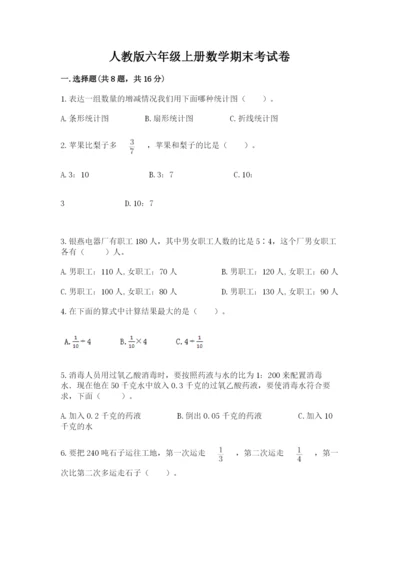 人教版六年级上册数学期末考试卷及参考答案（培优b卷）.docx