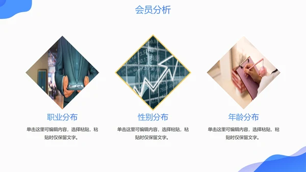 商务简约扁平蓝色渐变会员营销方案PPT模板