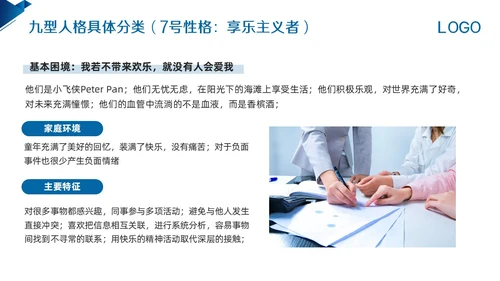 蓝色简约九型人格PPT模板宣传PPT动态PPT