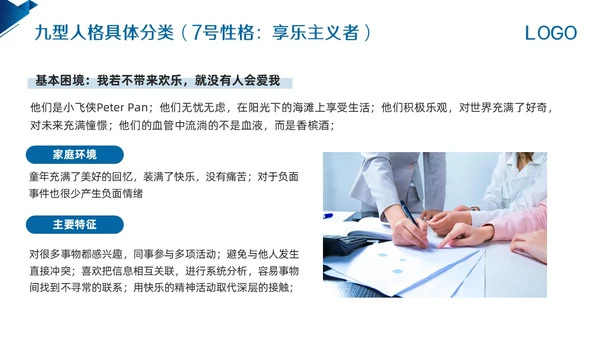 蓝色简约九型人格PPT模板宣传PPT动态PPT