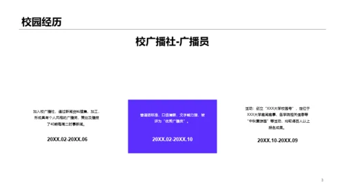 紫色杂志风个人简历PPT案例