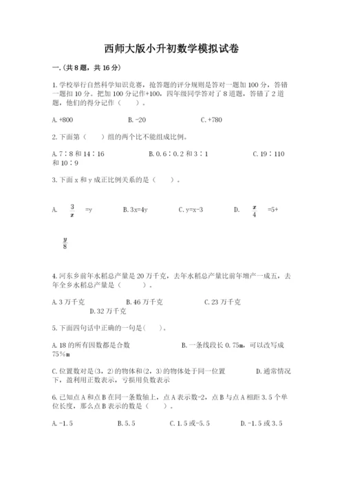 西师大版小升初数学模拟试卷精品（考点梳理）.docx