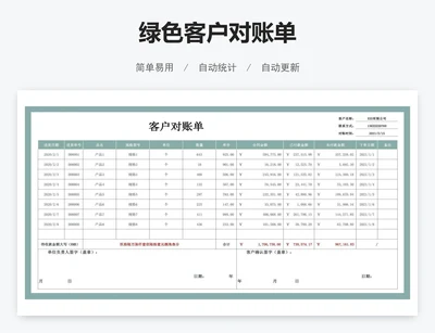 绿色客户对账单