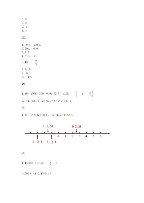 人教版数学六年级下册试题期末模拟检测卷附答案（能力提升）.docx