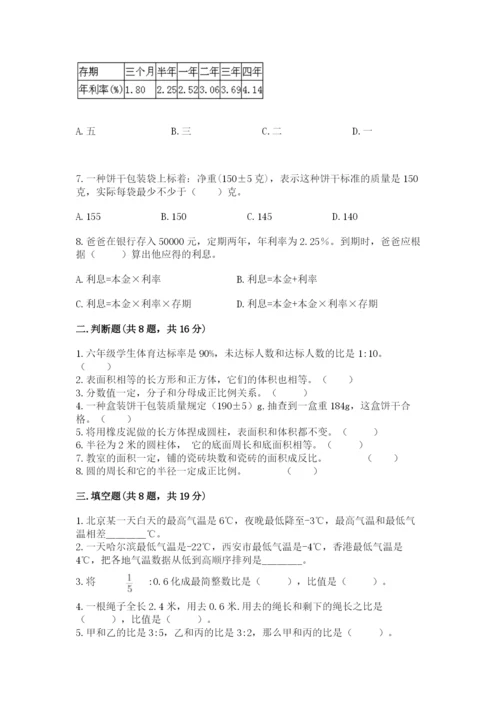 冀教版小学六年级下册数学期末检测试题精品（典优）.docx