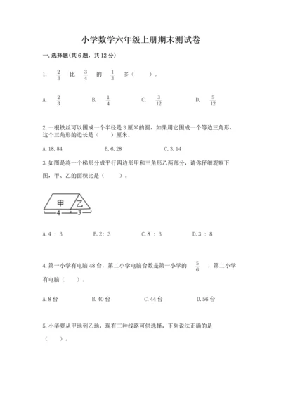 小学数学六年级上册期末测试卷及完整答案（夺冠系列）.docx