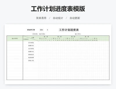 工作计划进度表模版