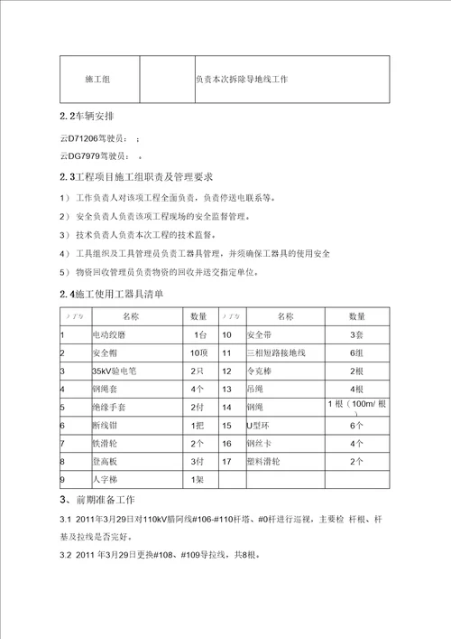 110kV腊阿线更换导线工程施工方案