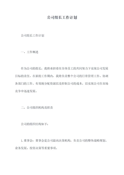 公司组长工作计划