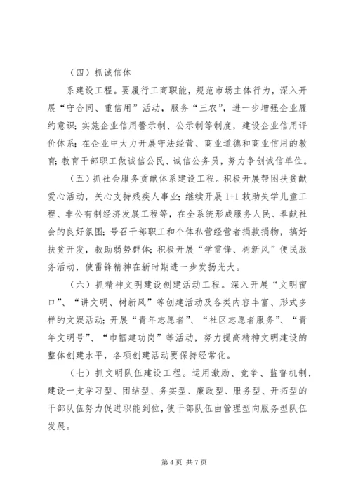 某县工商行政管理局XX年XX年精神文明创建规划.docx