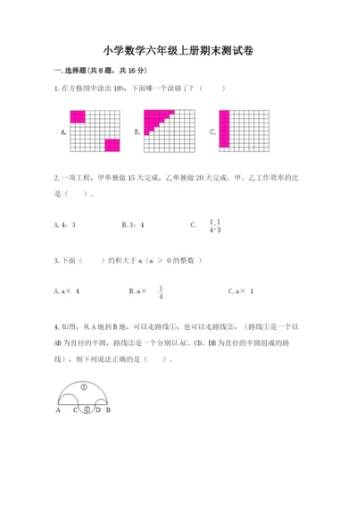 小学数学六年级上册期末测试卷精品（易错题）.docx