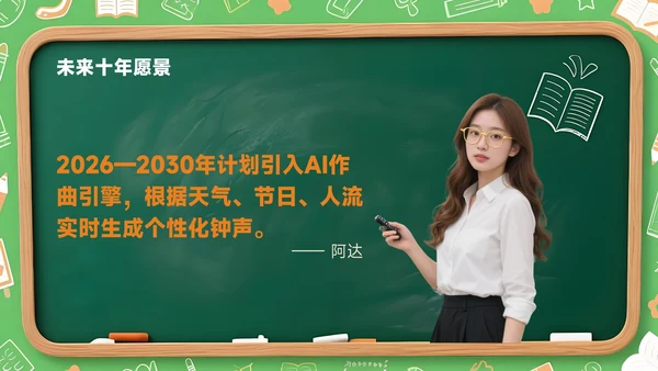 橙色创意风开学季新学年规划校园钟声再响起PPT模板
