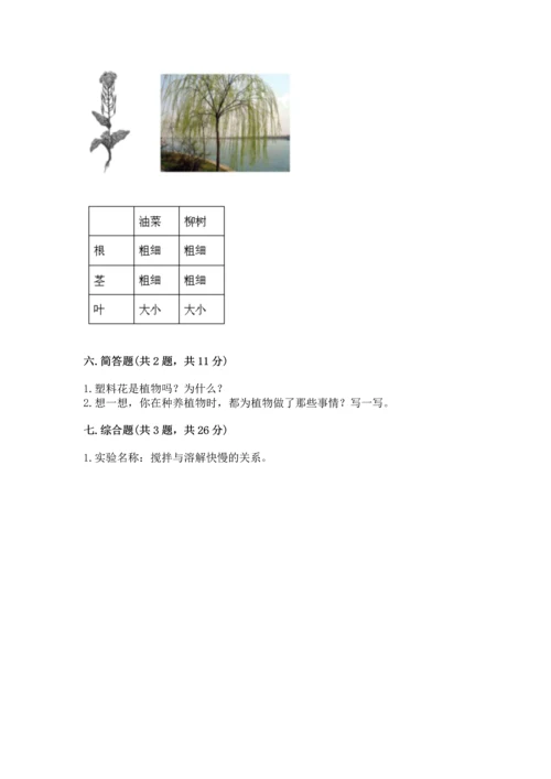 教科版科学一年级上册第一单元《植物》测试卷及参考答案（基础题）.docx