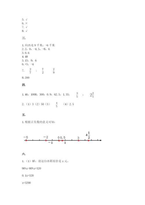 小学六年级数学摸底考试题及参考答案【考试直接用】.docx